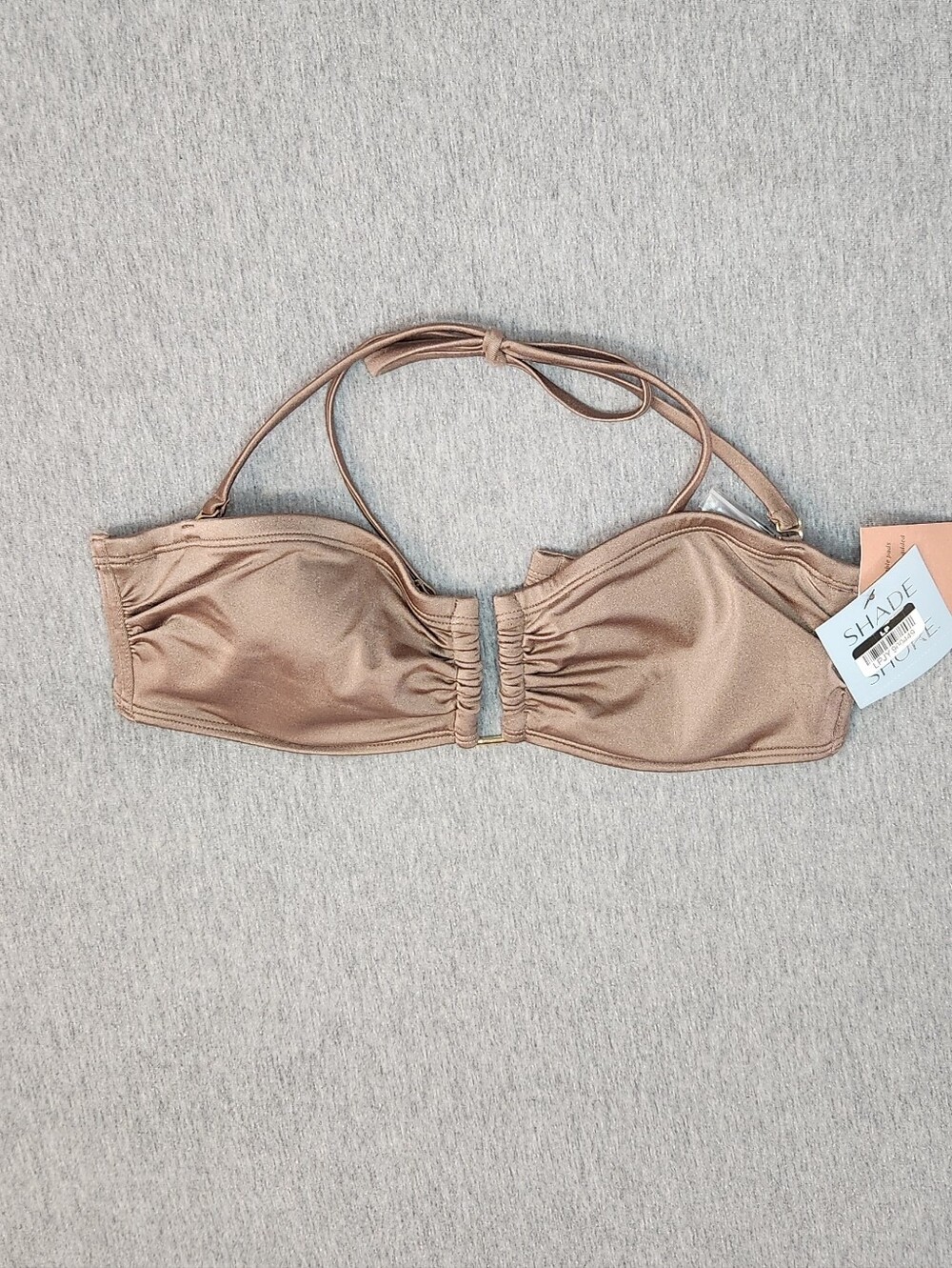Shade & Shore Women’s High Shine U‑Bar Underwire Bikini Top – Beige (34C)